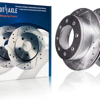 14pc Front & Rear Drilled Slotted Rotors Calipers Ceramic Brake Pads Kit