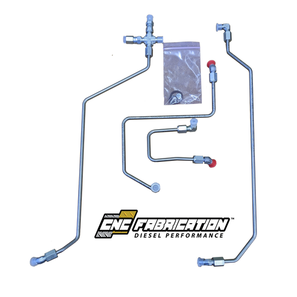 98.5-03 7.3L CNC Fabrication Bowl Retain 4 Line Feed Fuel Line Kit for T4 Mount Turbo