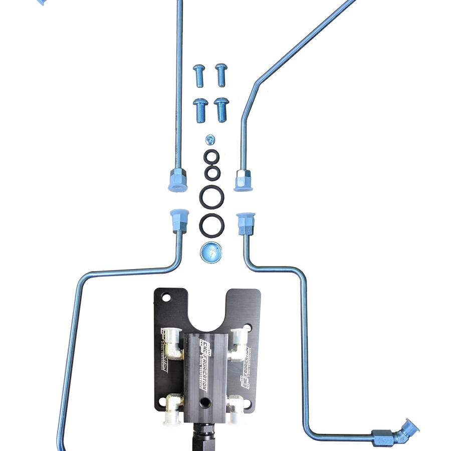 94.5-98.5 7.3L CNC Fabrication Valley Mount Fuel Line Kit For Stock Turbo