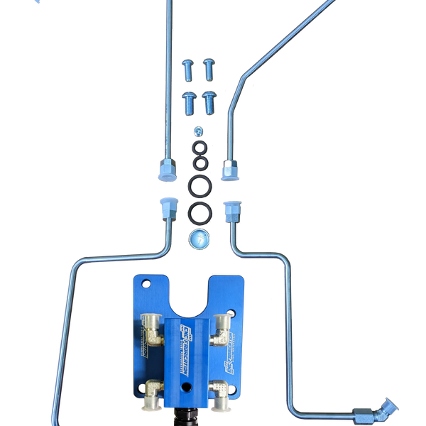 94.5-98.5 7.3L CNC Fabrication Valley Mount Fuel Line Kit For Stock Turbo