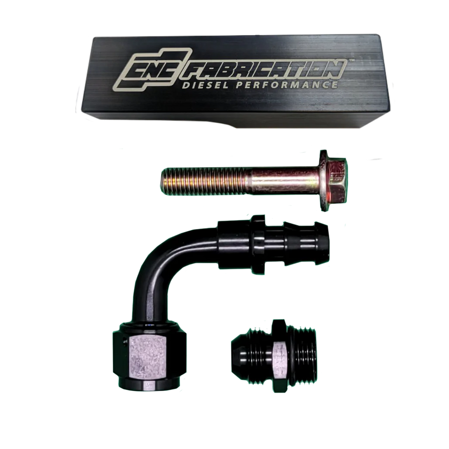 98.5-03 7.3L CNC Fab Fuel Bowl Relocation Retrofit Block