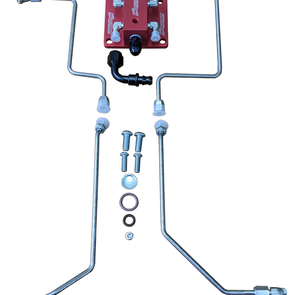 94.5-03 7.3L CNC Fab T4 Turbo 4-Line Feed Valley Mount Fuel Line Kit
