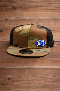 NFT Camo Trucker Hat – Multicam | Lower Right Logo