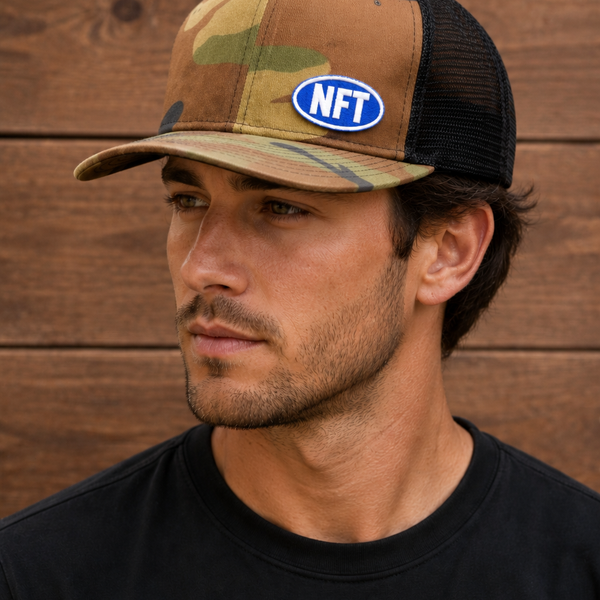 NFT Camo Trucker Hat – Multicam | Lower Right Logo