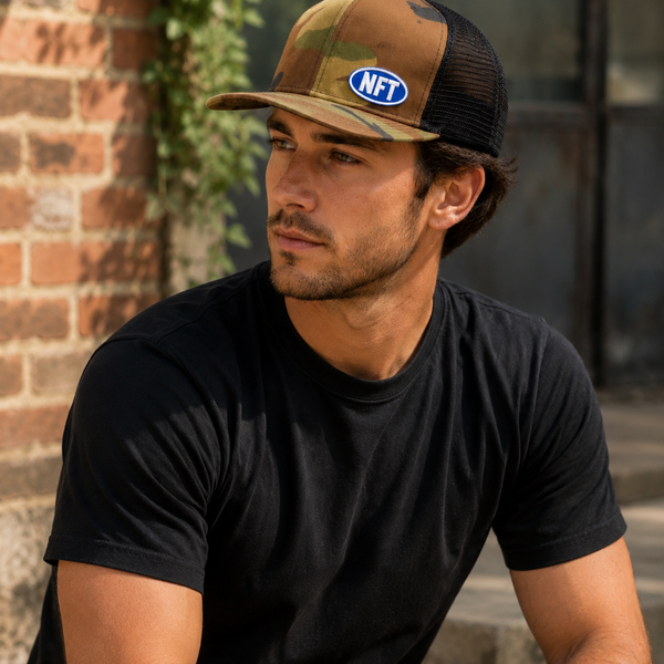 NFT Camo Trucker Hat – Multicam | Lower Right Logo