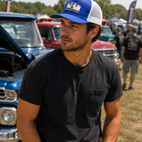 NFT & Performance Trucker Hat – Blue/White | Center Patch (White Logo)