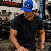 NFT & Performance Trucker Hat – Blue/White (Lower Right Logo)