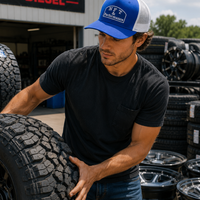 NFT & Performance Trucker Hat – Blue/White (Lower Right Logo)