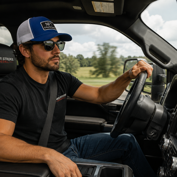 NFT Trucker Hat – Blue/White (Lower Right Logo)