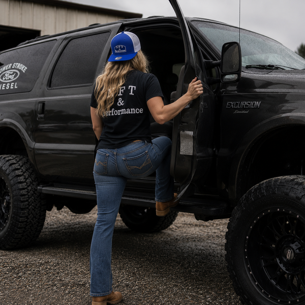 NFT & Performance Trucker Hat – Blue/White | Center Patch (Blue Logo)