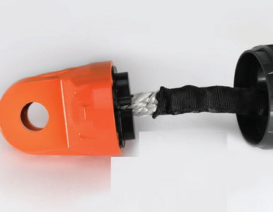 Mile Marker Winch Cable Shackle Mount – 3/4" Shackle, Fits 5/16"–3/8" Rope or Cable, Orange 6061 Aluminum