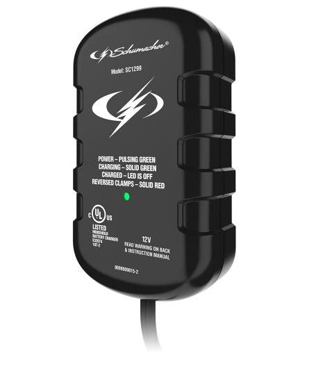 Schumacher Battery Charger – 12V, 120V Supply, 0.8A Charge Current, Quick-Connect with Battery Clamps (3.13