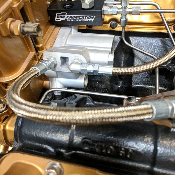 98.5-03 7.3L CNC Fab Fuel Bowl Relocation Retrofit Block