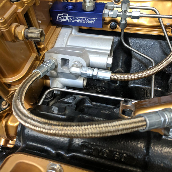 98.5-03 7.3L CNC Fab Fuel Bowl Relocation Retrofit Block