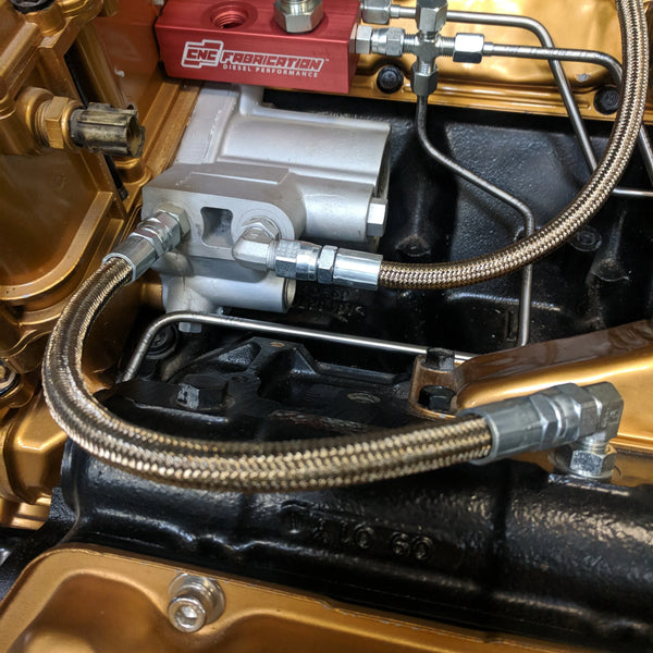 98.5-03 7.3L CNC Fab Fuel Bowl Relocation Retrofit Block