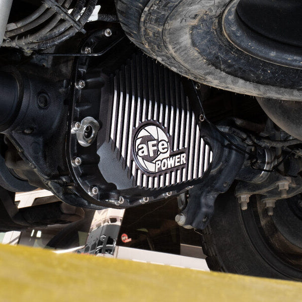aFe POWER Pro Series Rear Diff Cover Black w/ Machined Fins Ford F-250/350 23-26 (Sterling 11.6)