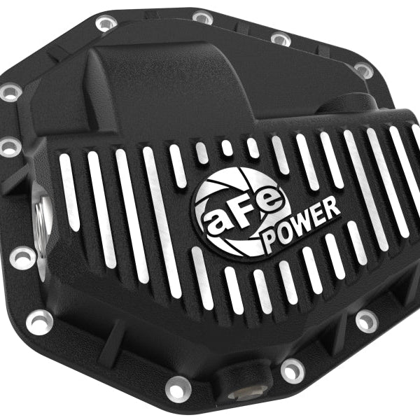 aFe POWER Pro Series Front Diff Cover Black w/ Machined Fins Ford F-250/350 23-26 (Dana M235)